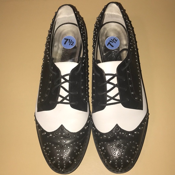MICHAEL Michael Kors Shoes - Black & White Studded Wingtip Oxfords - Women